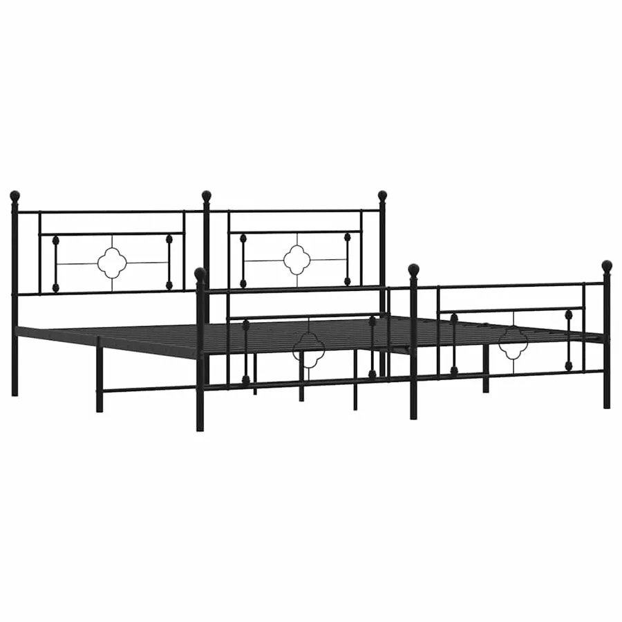 Cadre de lit métal sans matelas avec pied de lit noir 193x203cm - 4