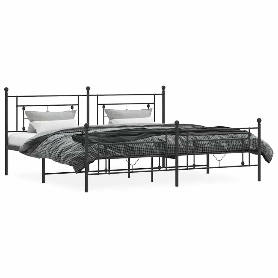 Cadre de lit métal sans matelas avec pied de lit noir 193x203cm - 5