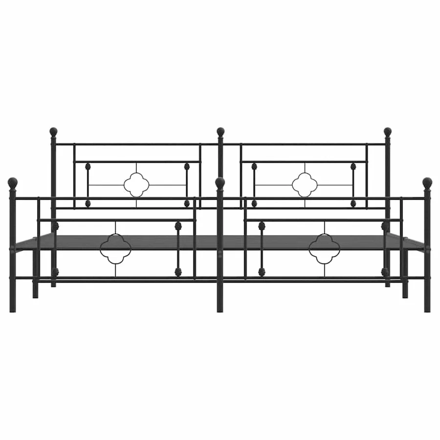 Cadre de lit métal sans matelas avec pied de lit noir 193x203cm - 6