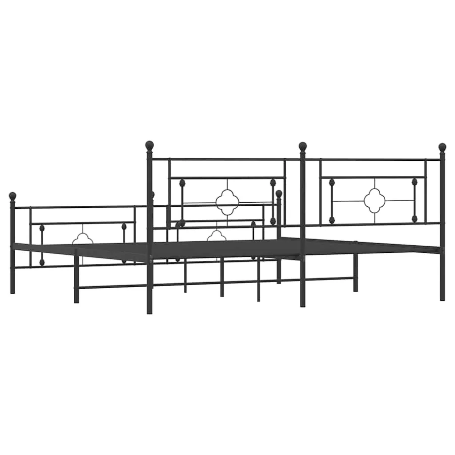 Cadre de lit métal sans matelas avec pied de lit noir 193x203cm - 8