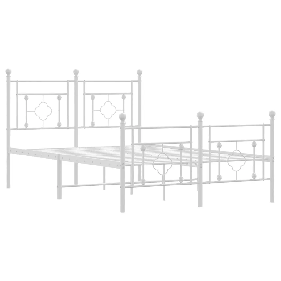 Cadre de lit métal sans matelas et pied de lit blanc 120x200 cm - 4