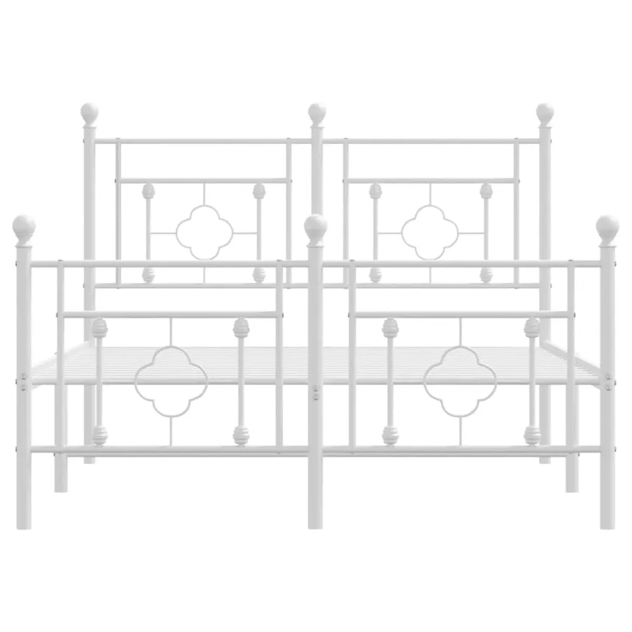 Cadre de lit métal sans matelas et pied de lit blanc 120x200 cm - 5