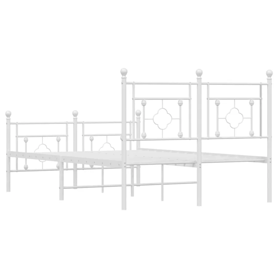 Cadre de lit métal sans matelas et pied de lit blanc 120x200 cm - 7
