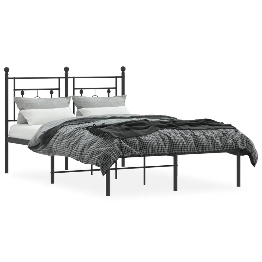 Cadre de lit métal sans matelas avec tête de lit noir 120x200cm - 3