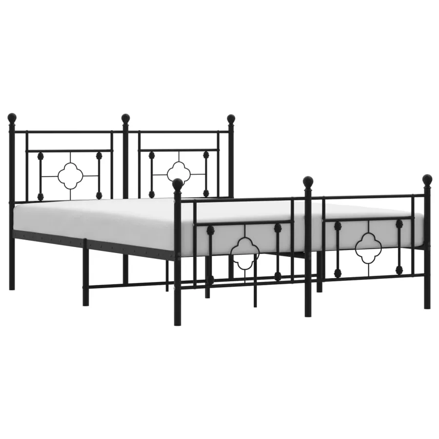 Cadre de lit métal sans matelas avec pied de lit noir 135x190cm - 2