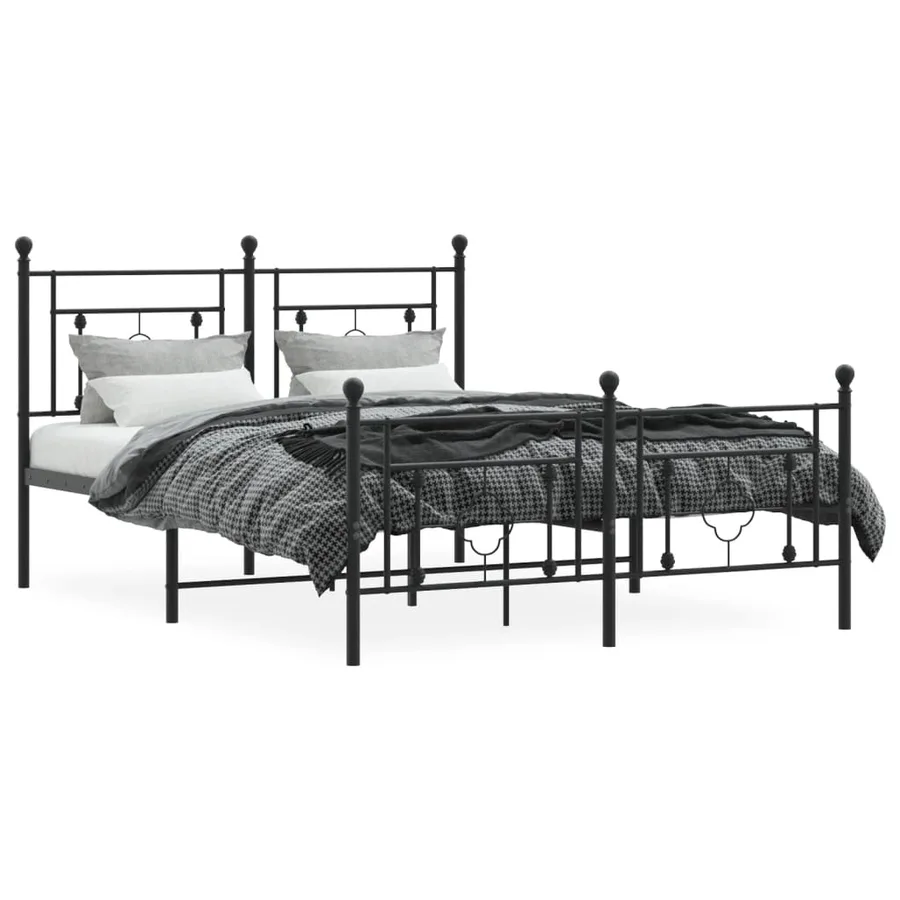 Cadre de lit métal sans matelas avec pied de lit noir 135x190cm - 3