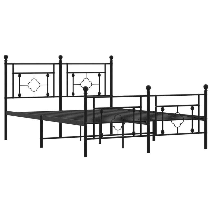 Cadre de lit métal sans matelas avec pied de lit noir 135x190cm - 4