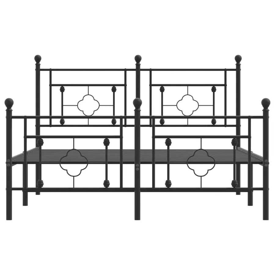 Cadre de lit métal sans matelas avec pied de lit noir 135x190cm - 5