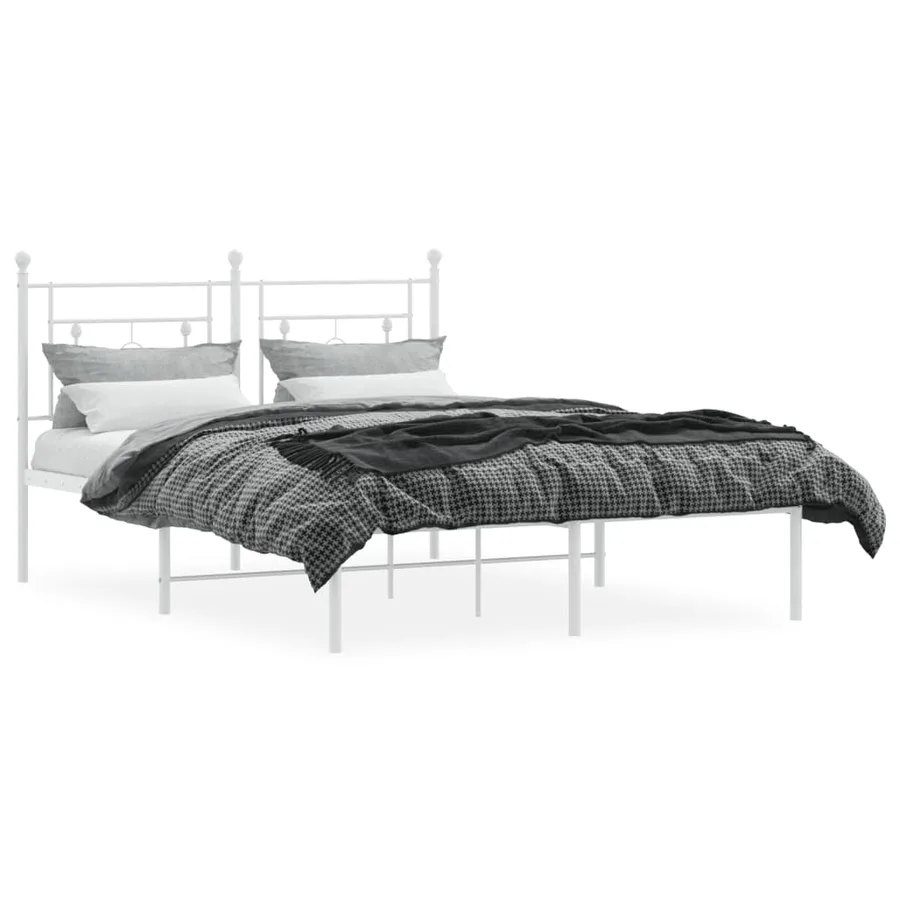 Cadre de lit métal sans matelas et tête de lit blanc 140x200 cm - 3