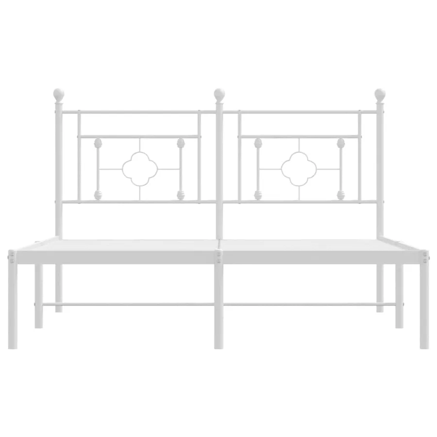 Cadre de lit métal sans matelas et tête de lit blanc 140x200 cm - 5