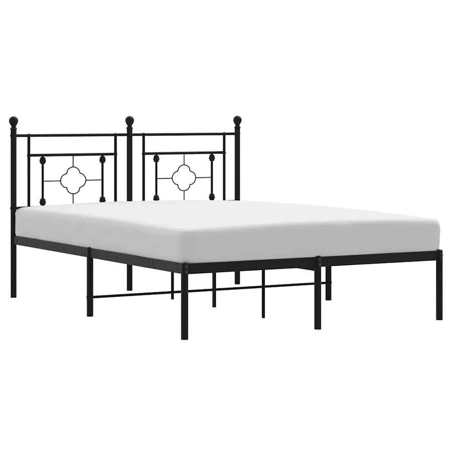 Cadre de lit métal sans matelas avec tête de lit noir 140x200cm - 2