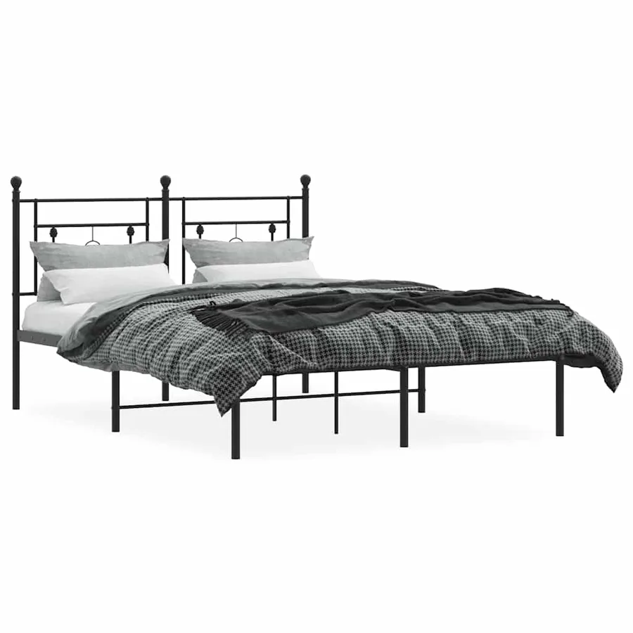 Cadre de lit métal sans matelas avec tête de lit noir 140x200cm - 4