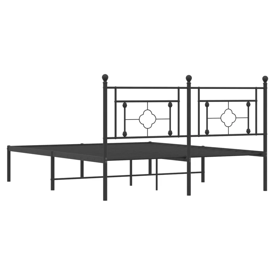 Cadre de lit métal sans matelas et tête de lit noir 160x200 cm - 7