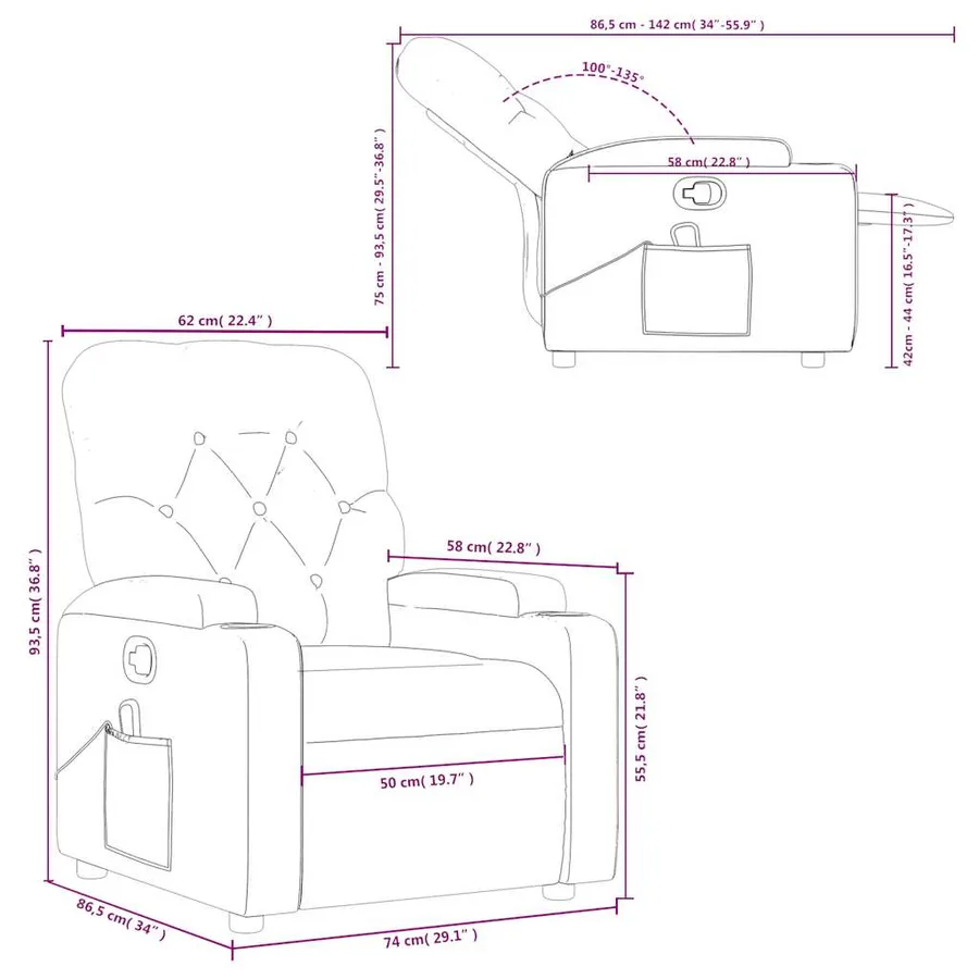 Fauteuil de massage inclinable gris similicuir - 13