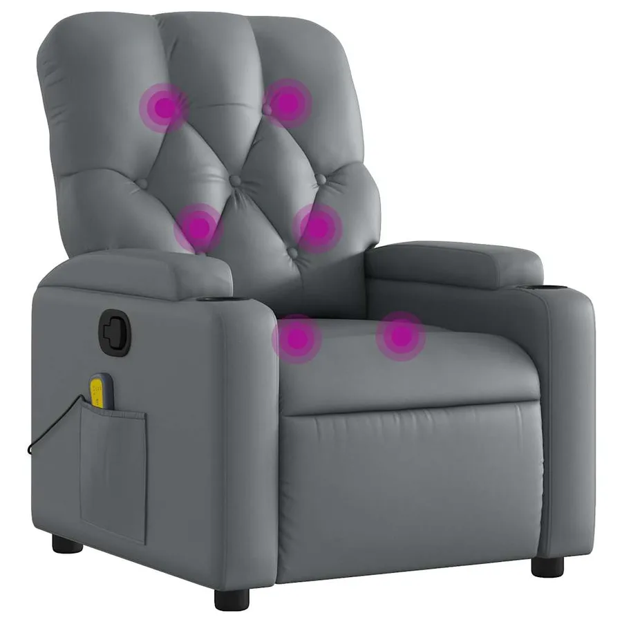 Fauteuil de massage inclinable gris similicuir - 2