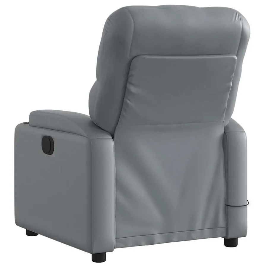 Fauteuil de massage inclinable gris similicuir - 4
