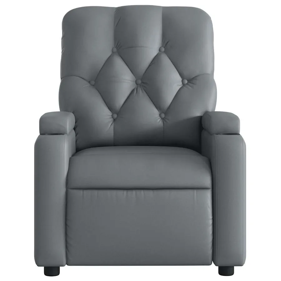 Fauteuil de massage inclinable gris similicuir - 7