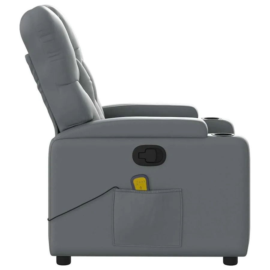 Fauteuil de massage inclinable gris similicuir - 8