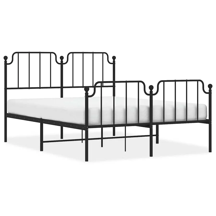 Cadre de lit métal sans matelas avec pied de lit noir 150x200cm - 2