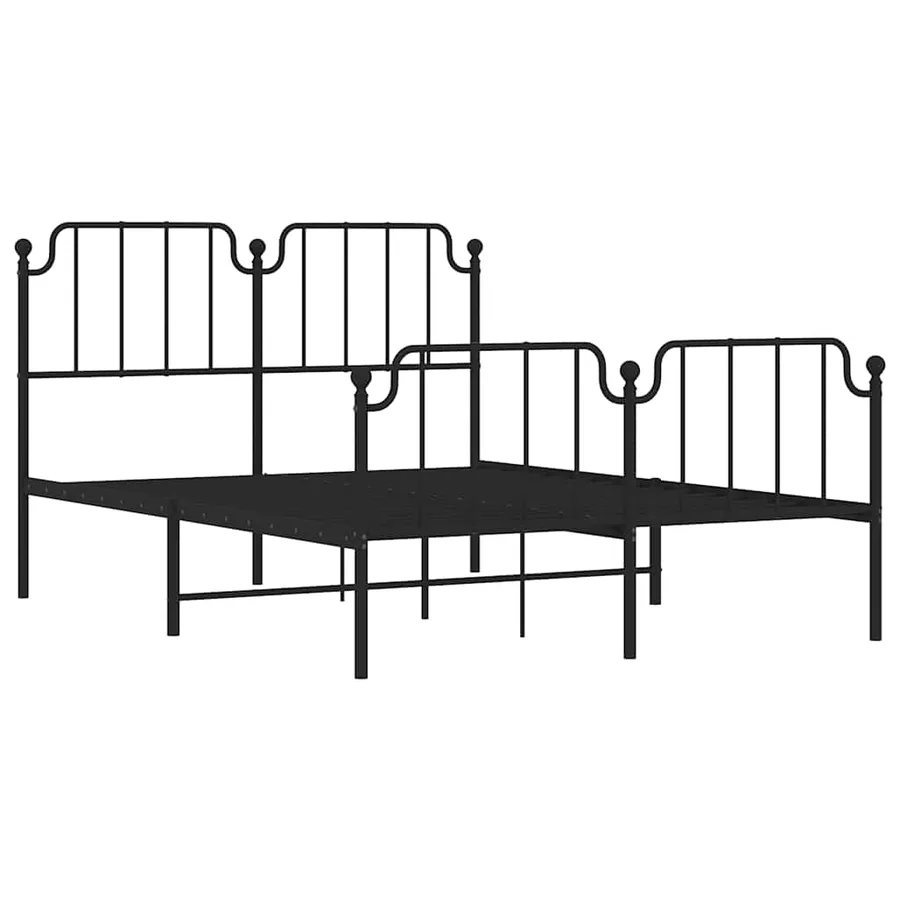 Cadre de lit métal sans matelas avec pied de lit noir 150x200cm - 5