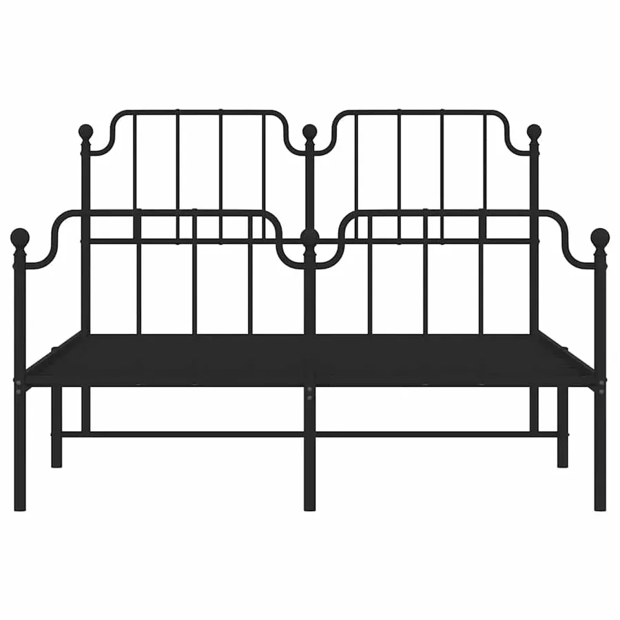 Cadre de lit métal sans matelas avec pied de lit noir 150x200cm - 6