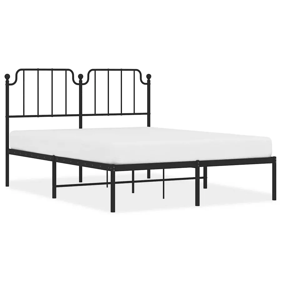 Cadre de lit métal sans matelas avec tête de lit noir 150x200cm - 2