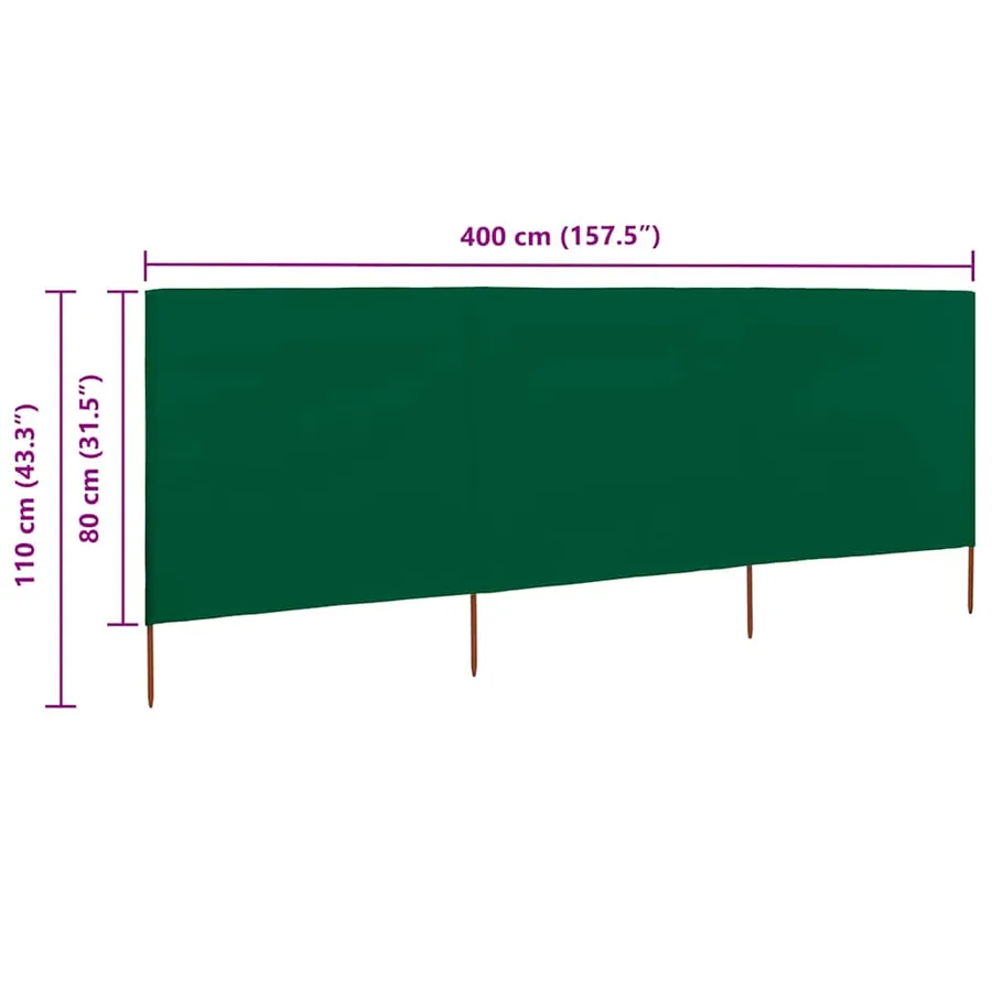 Paravent 3 panneaux Tissu 400 x 80 cm Vert - 6