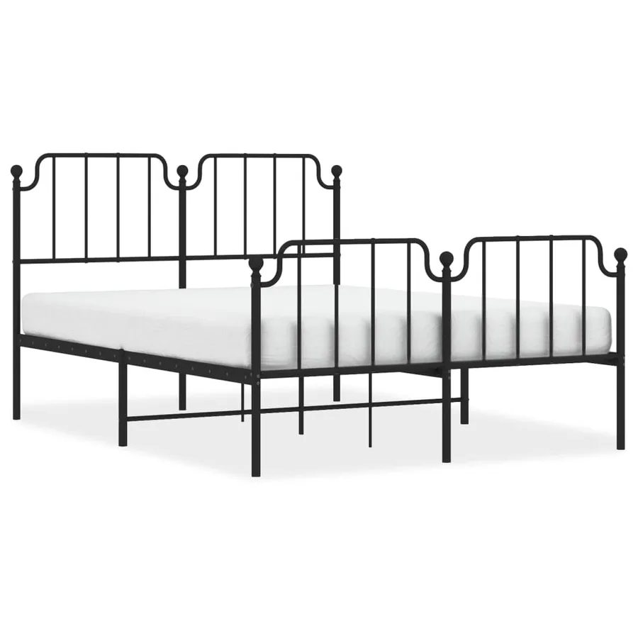 Cadre de lit métal sans matelas avec pied de lit noir 140x190cm - 2