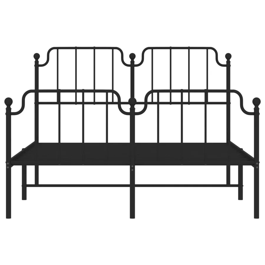 Cadre de lit métal sans matelas avec pied de lit noir 140x190cm - 5