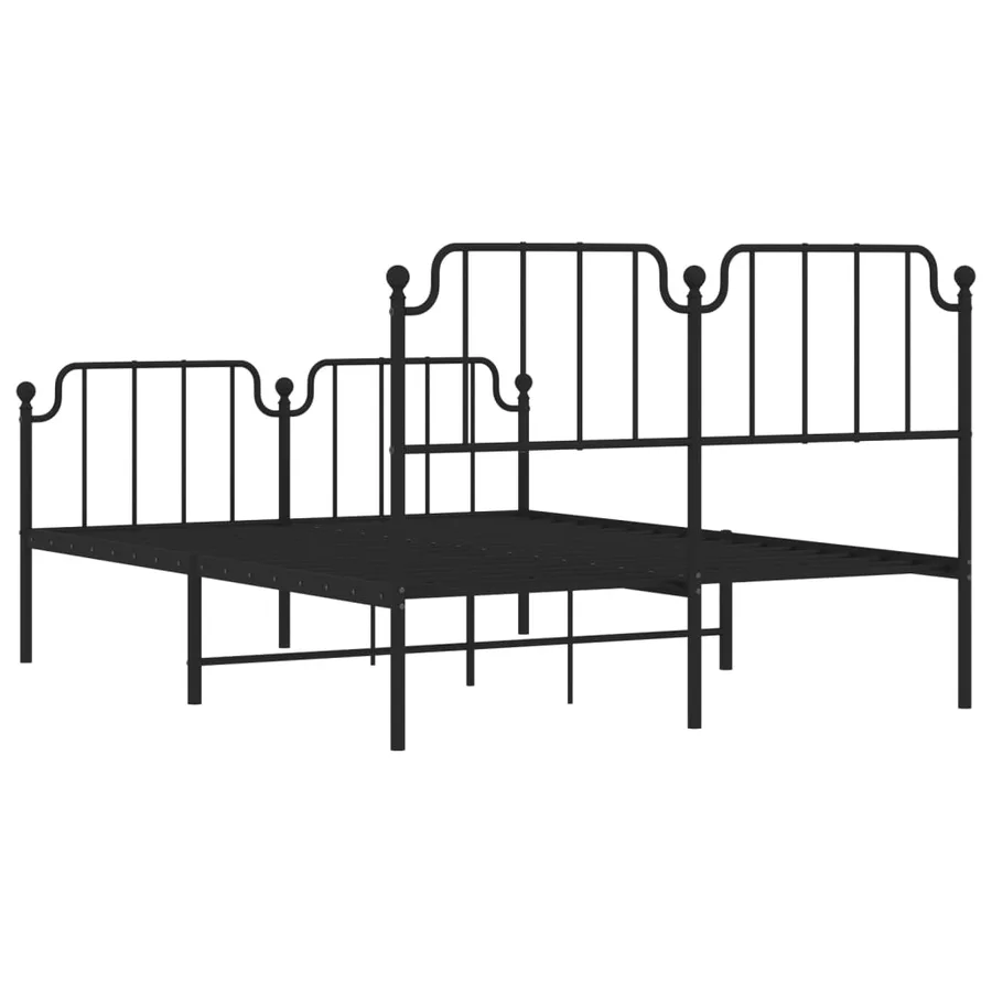 Cadre de lit métal sans matelas avec pied de lit noir 140x190cm - 7