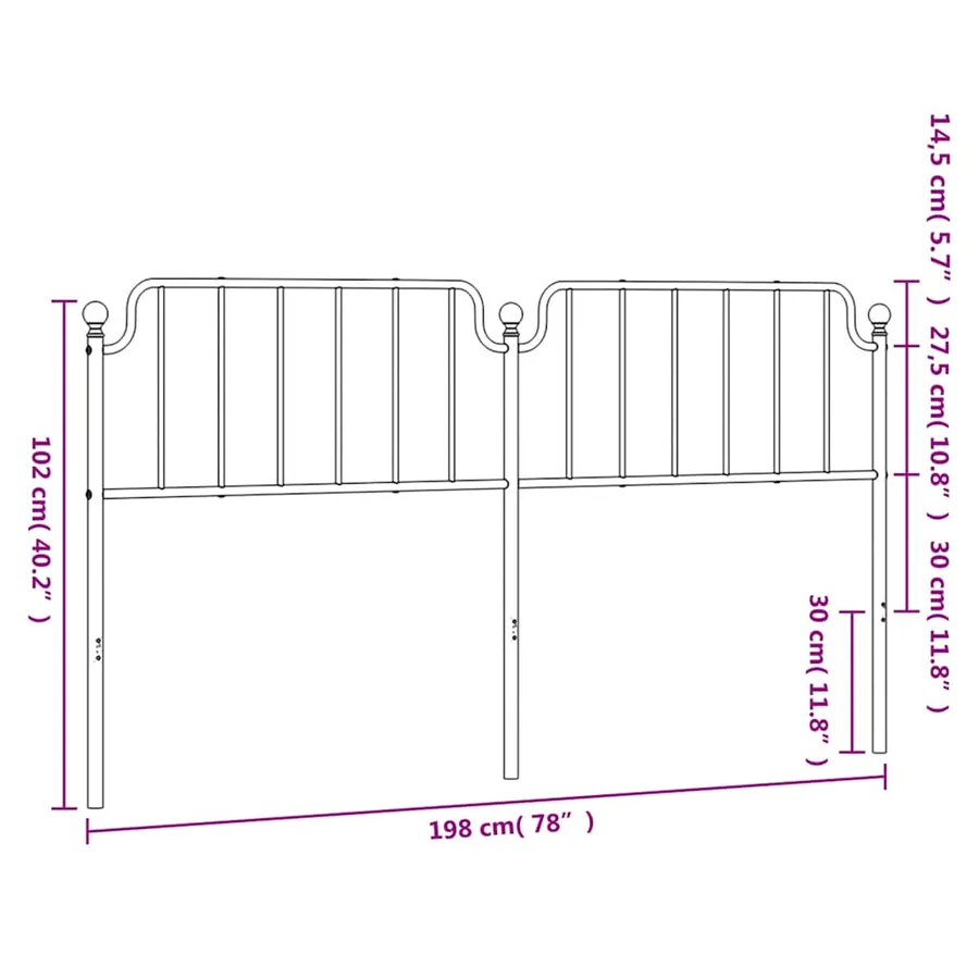 Tête de lit de remplacement métal noir 193 cm - 7
