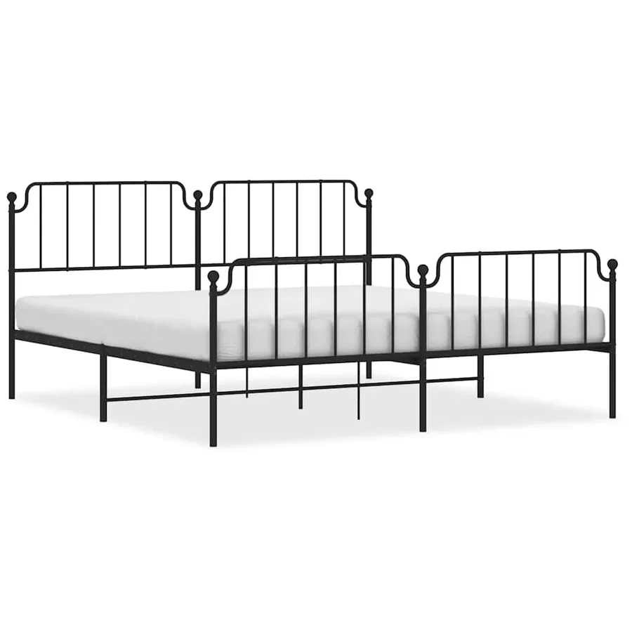 Cadre de lit métal sans matelas avec pied de lit noir 193x203cm - 2