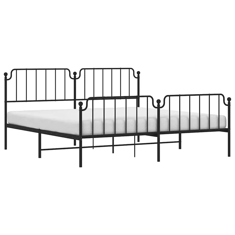 Cadre de lit métal sans matelas avec pied de lit noir 193x203cm - 3
