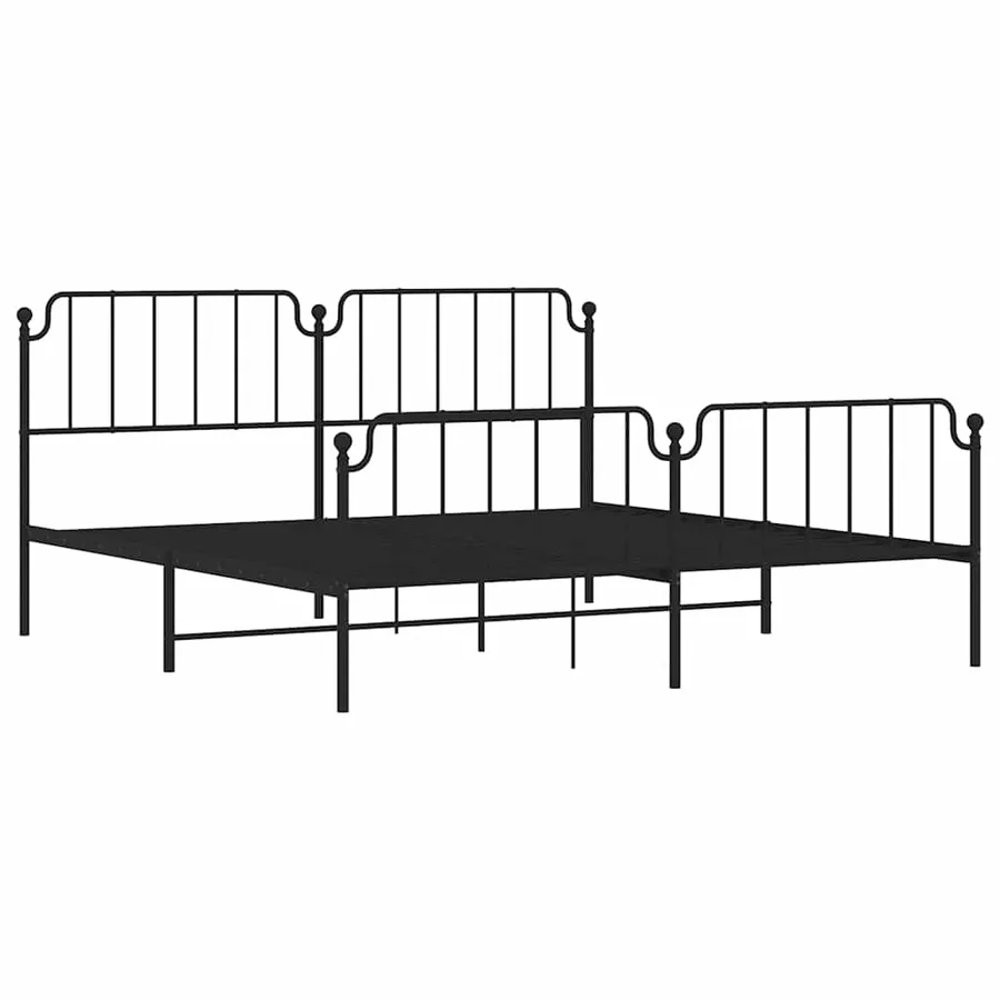 Cadre de lit métal sans matelas avec pied de lit noir 193x203cm - 4
