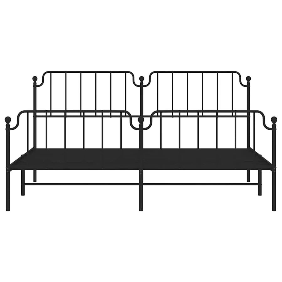 Cadre de lit métal sans matelas avec pied de lit noir 193x203cm - 5