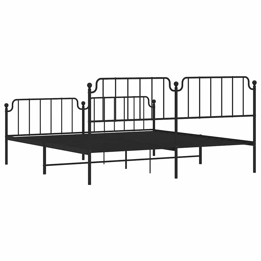 Cadre de lit métal sans matelas avec pied de lit noir 193x203cm - 7