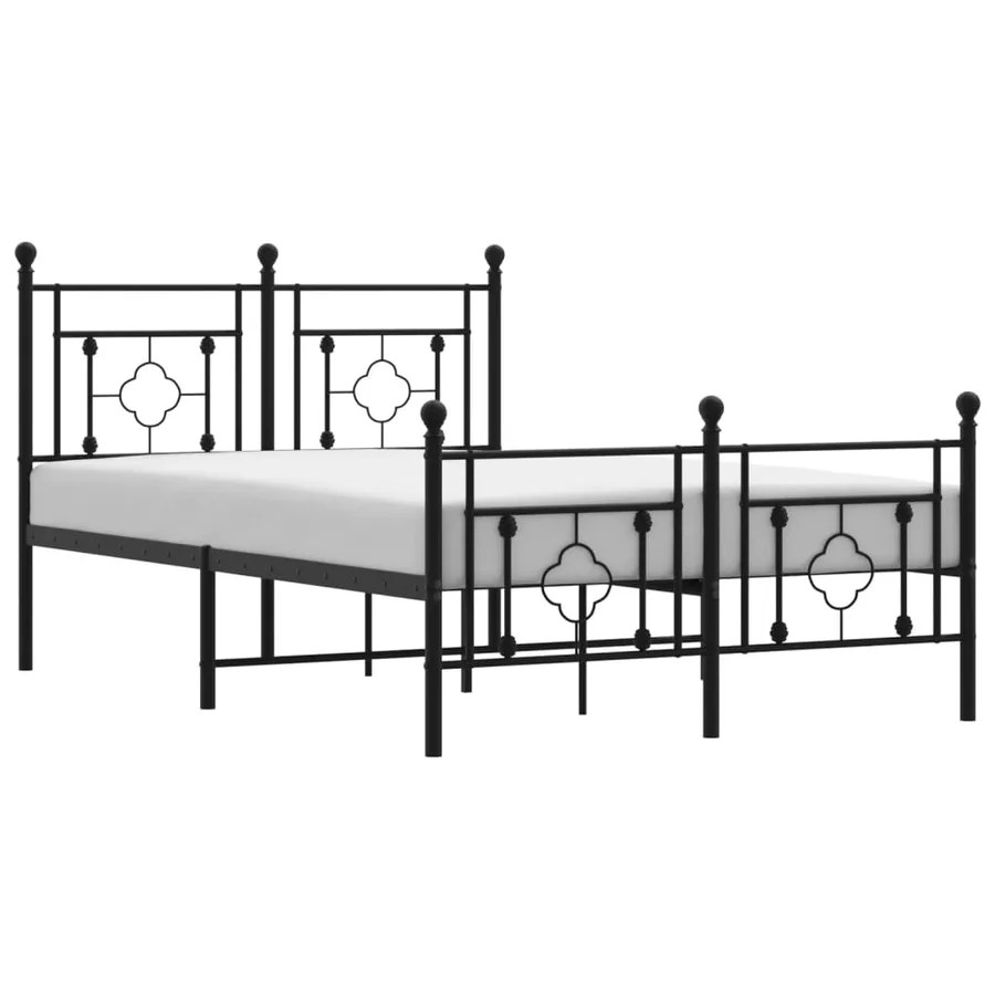 Cadre de lit métal sans matelas avec pied de lit noir 120x190cm - 2