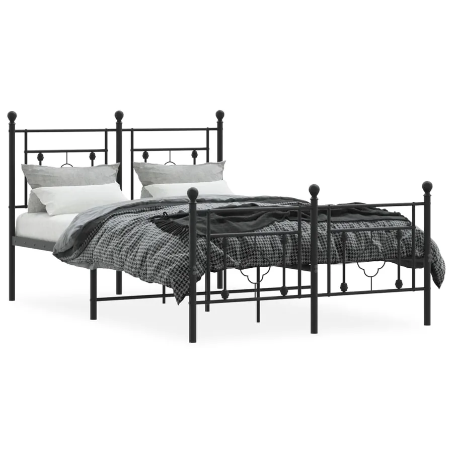 Cadre de lit métal sans matelas avec pied de lit noir 120x190cm - 3