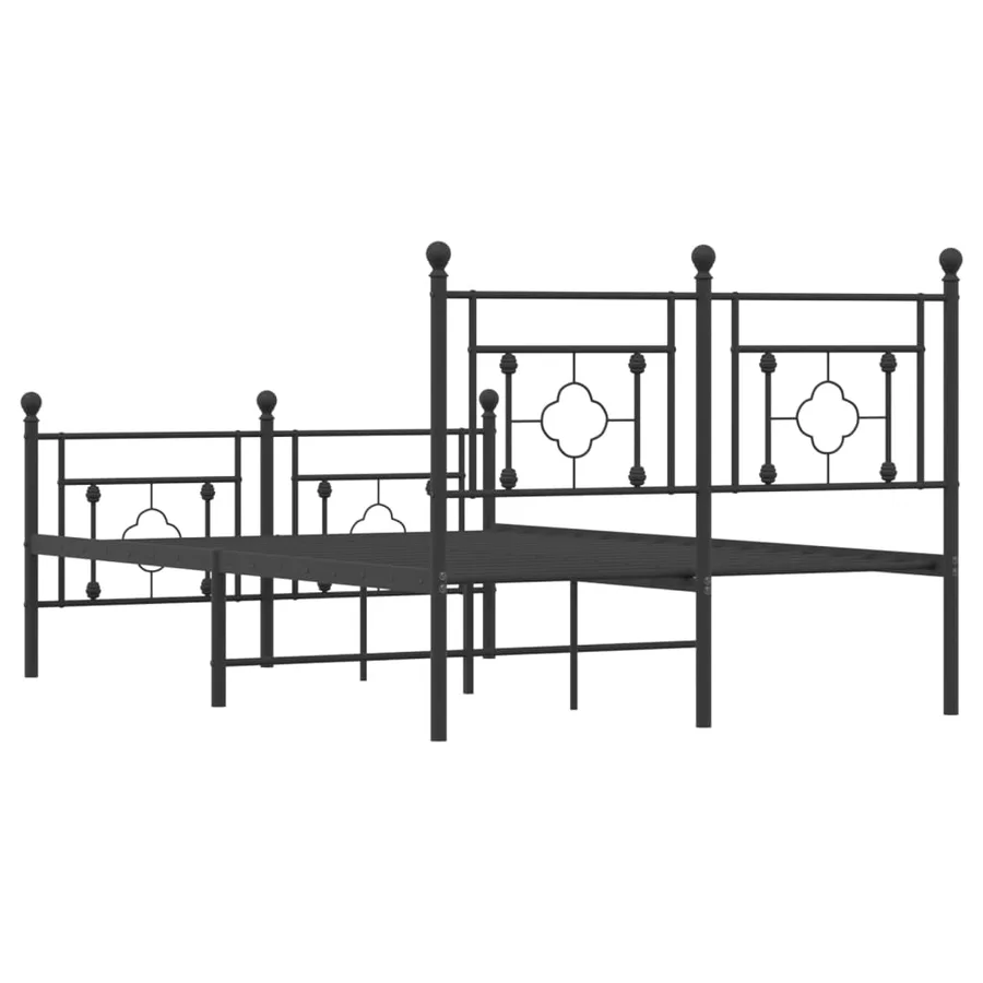 Cadre de lit métal sans matelas avec pied de lit noir 120x190cm - 7