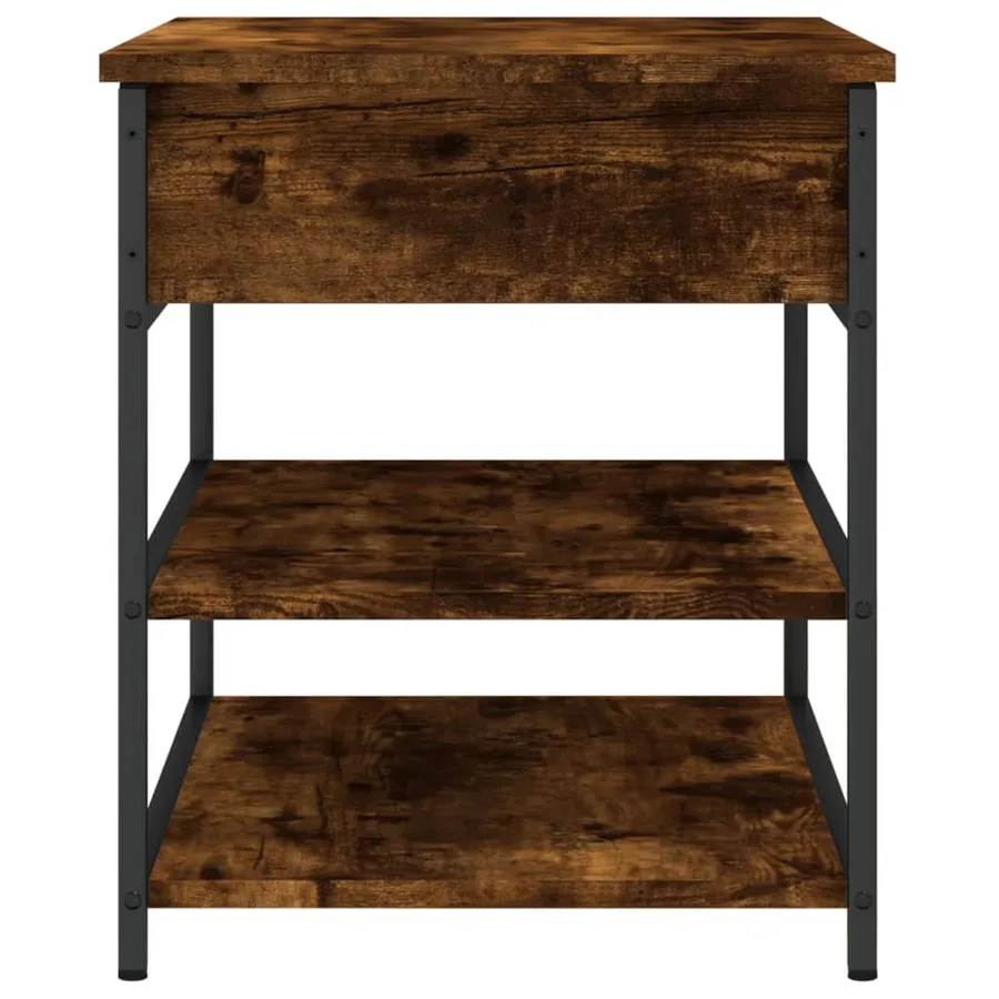 Banc à chaussures chêne fumé 70x42,5x50 cm bois d'ingénierie - 8