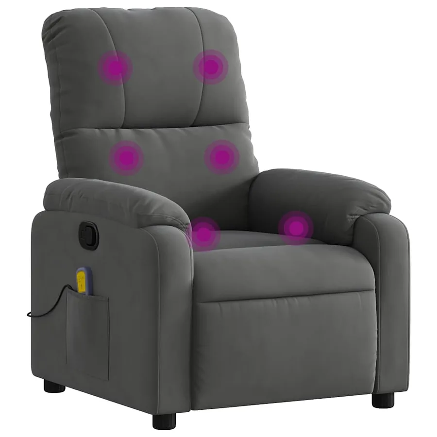 Fauteuil inclinable de massage gris foncé tissu microfibre - 2