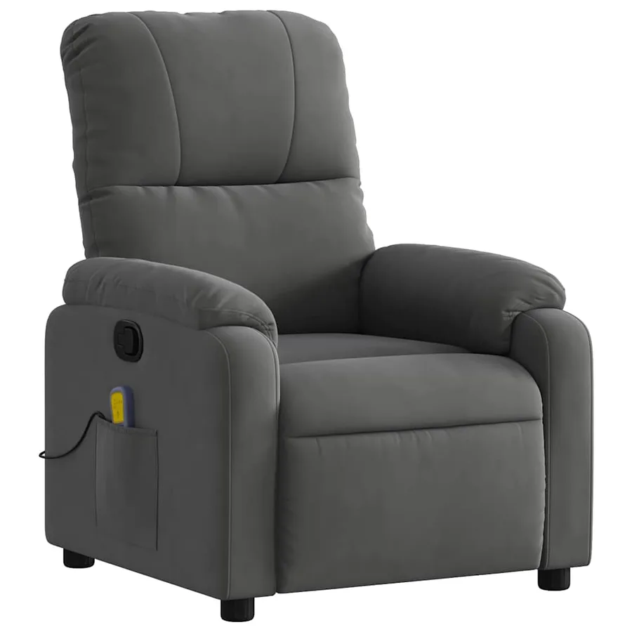 Fauteuil inclinable de massage gris foncé tissu microfibre - 3
