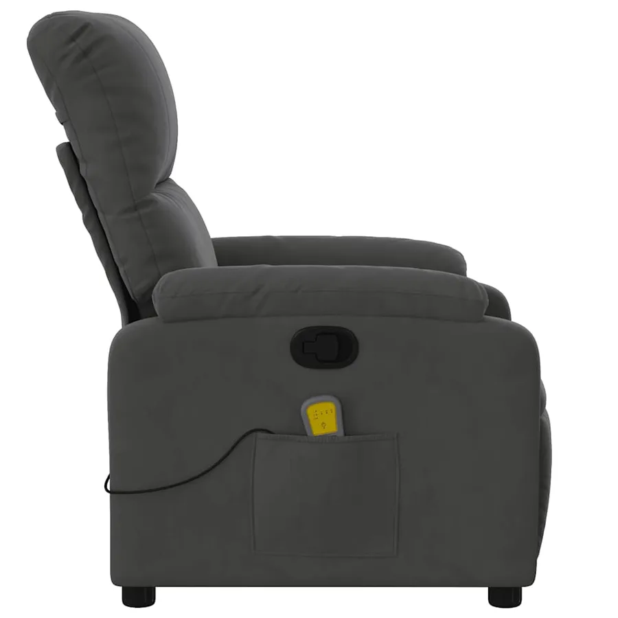 Fauteuil inclinable de massage gris foncé tissu microfibre - 8