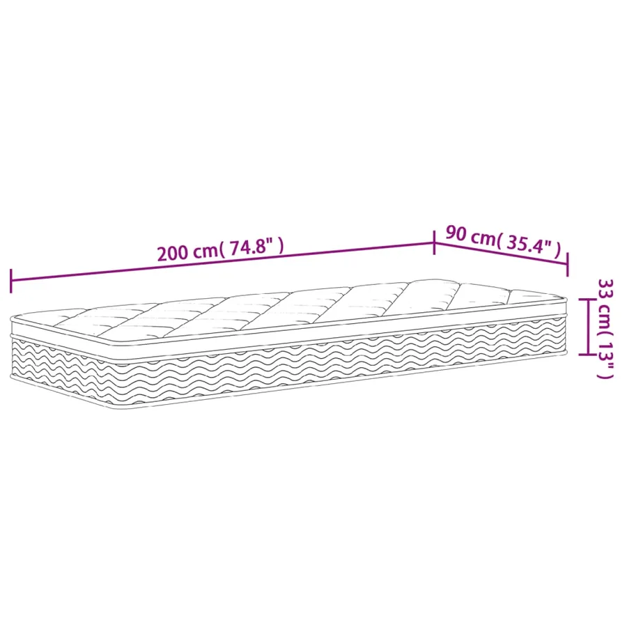 Matelas à ressorts ensachés Moyen Plus 90 x 200 cm Blanc - 10
