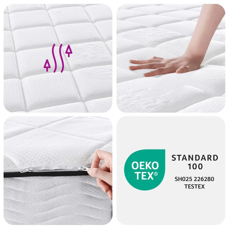 Matelas à ressorts ensachés Moyen Plus 90 x 200 cm Blanc - 9