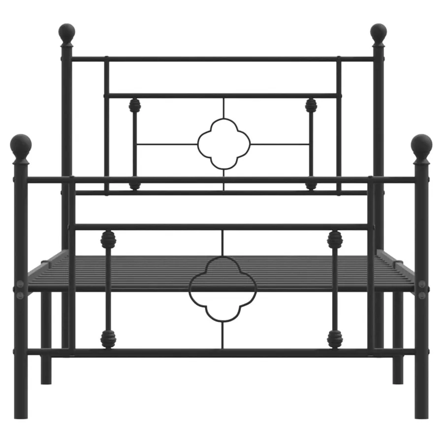 Cadre de lit métal sans matelas avec pied de lit noir 90x190 cm - 5