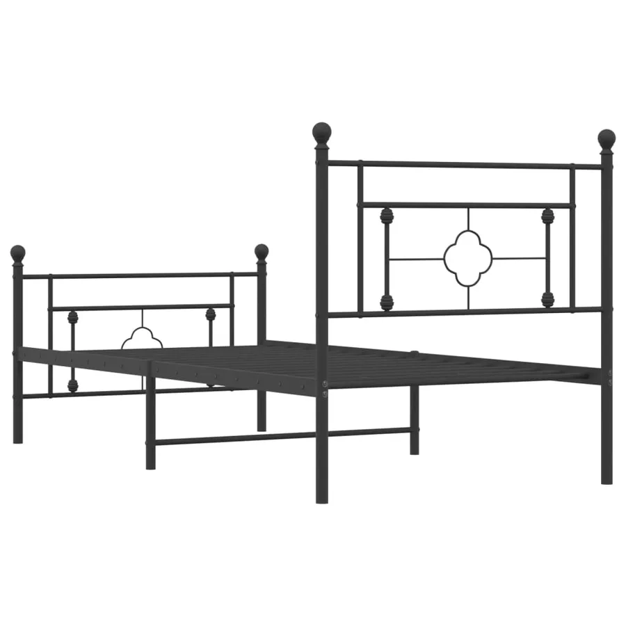 Cadre de lit métal sans matelas avec pied de lit noir 90x190 cm - 7