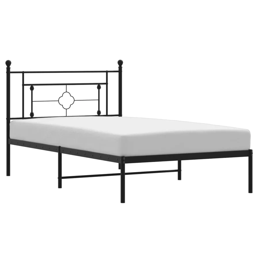 Cadre de lit métal sans matelas avec tête de lit noir 107x203cm - 2