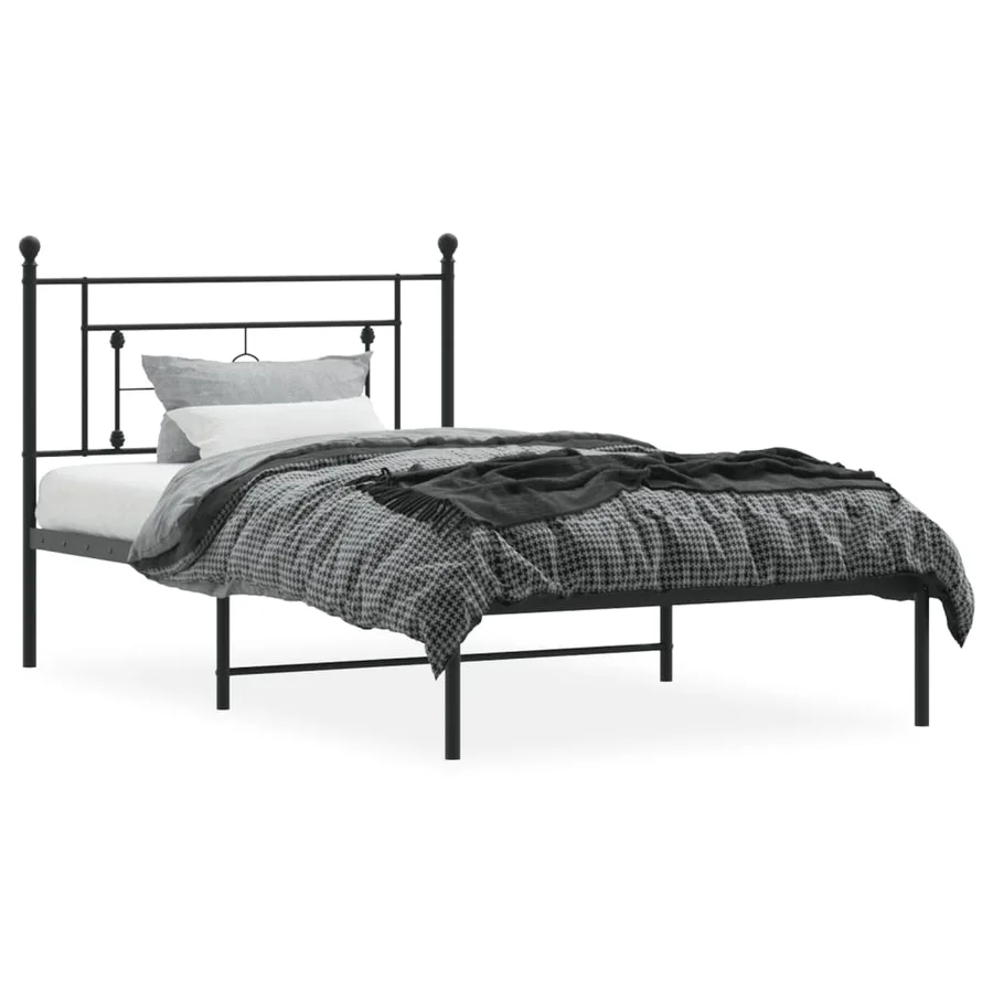 Cadre de lit métal sans matelas avec tête de lit noir 107x203cm - 3