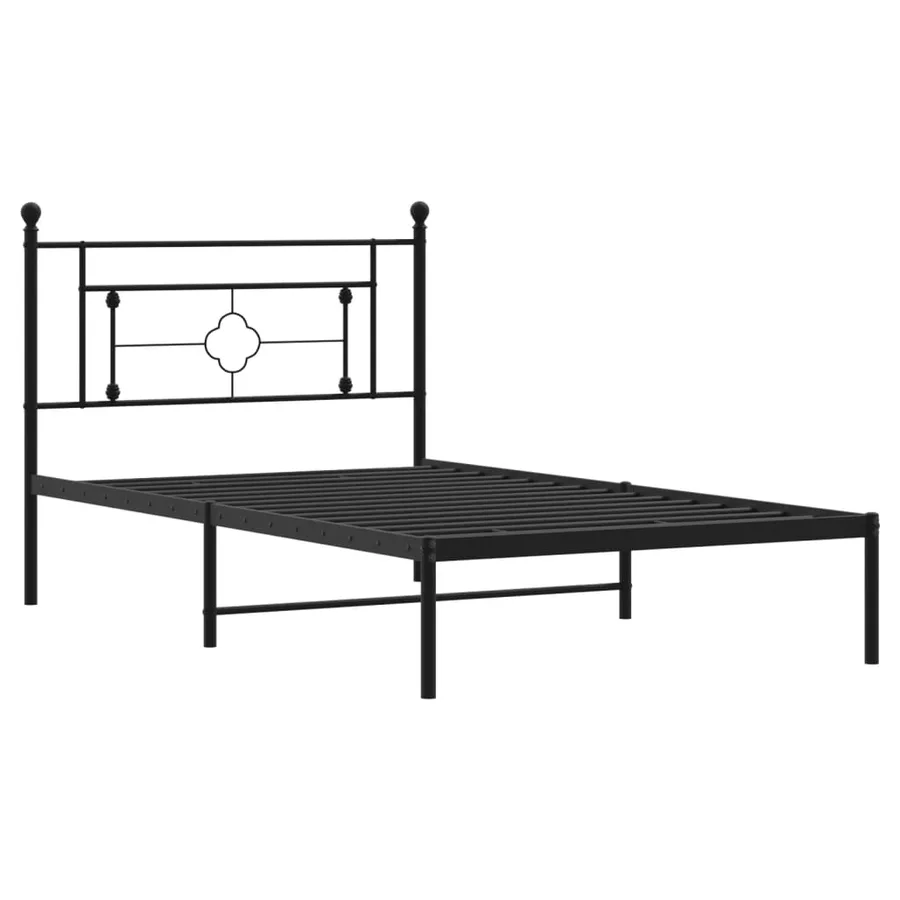 Cadre de lit métal sans matelas avec tête de lit noir 107x203cm - 4